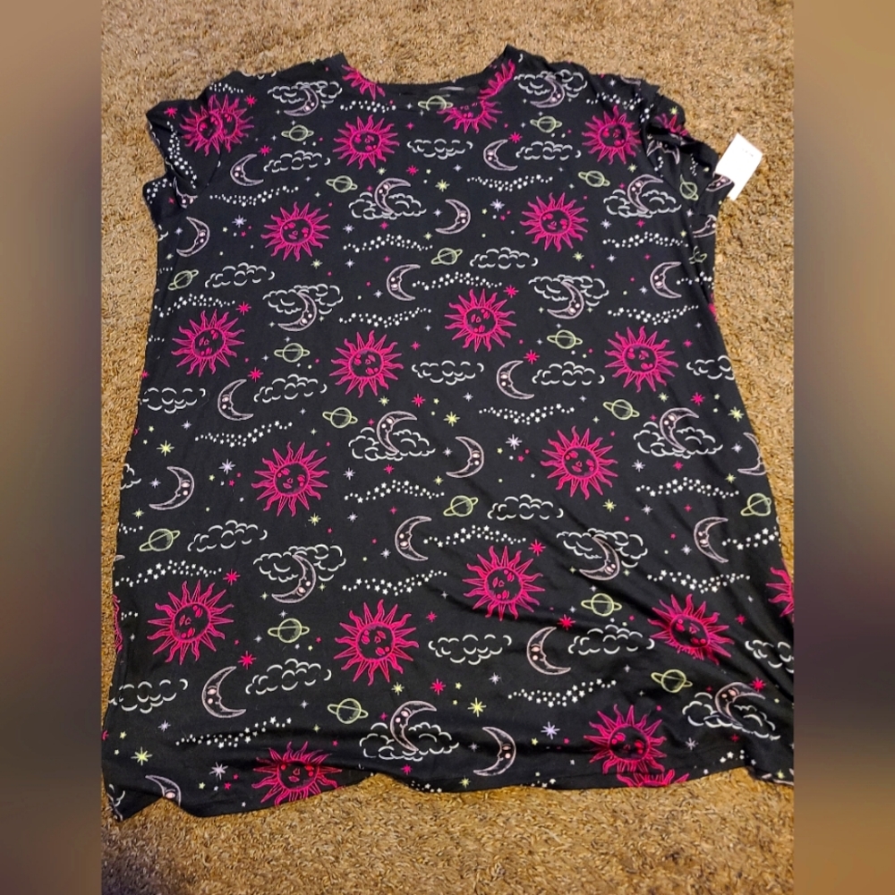 Joyspun cosmic night top black and pink 2X-3X New with tag